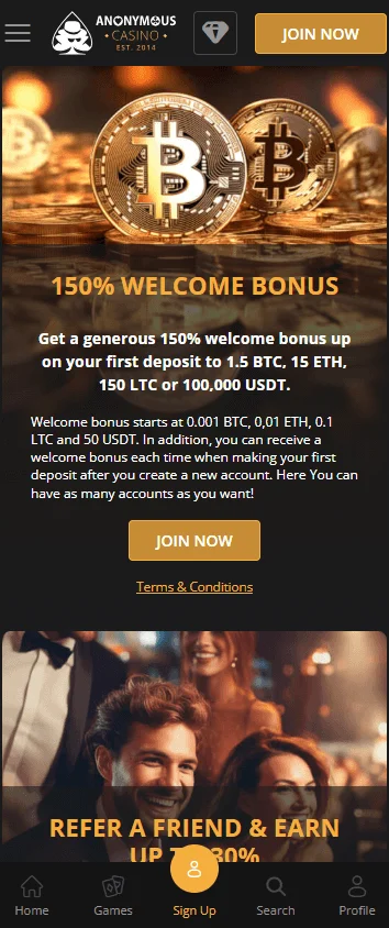 Anonymous Casino mobile promotions interface with rewards and offers